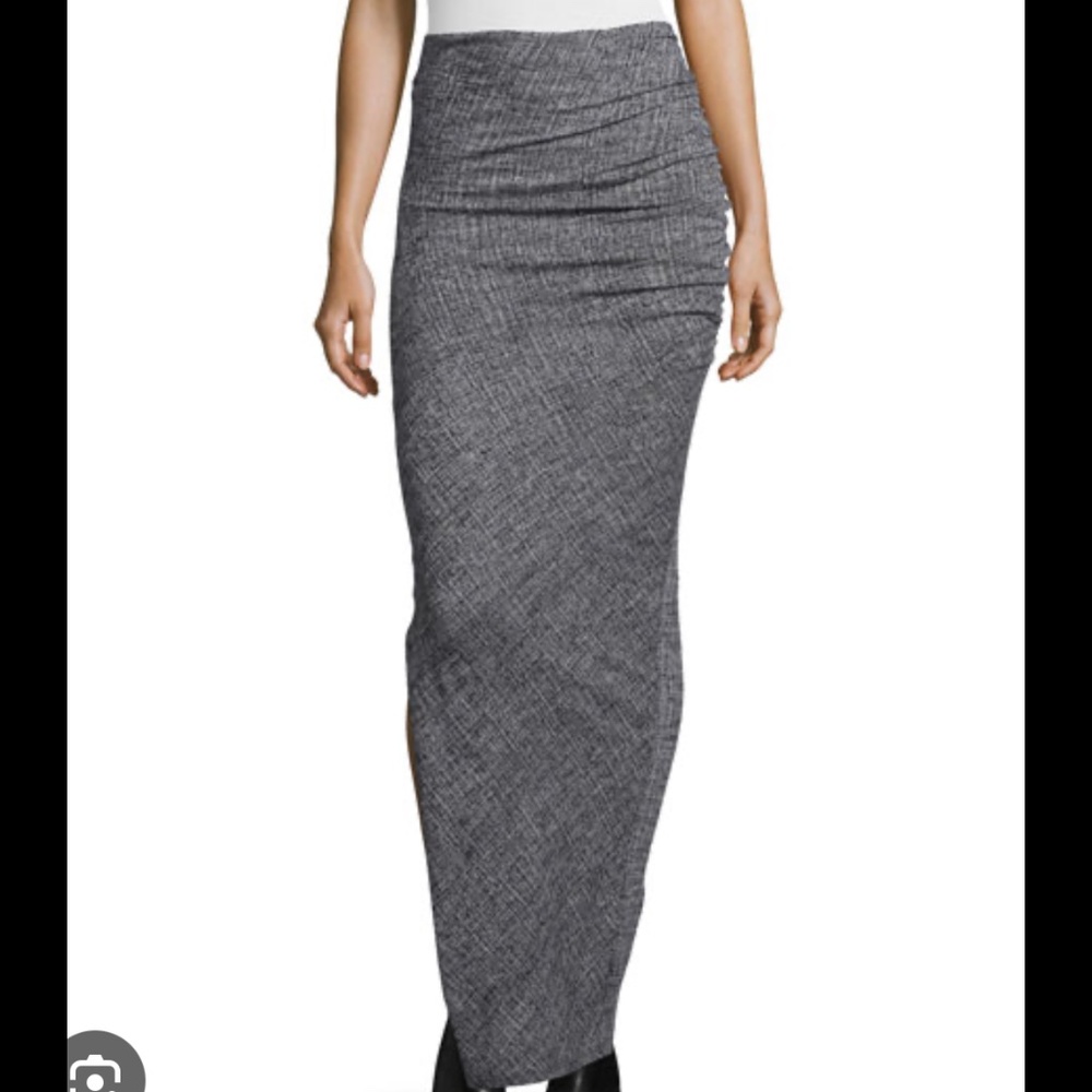 Alice + Olivia Octavia Ruched Wool Maxi Skirt, Gray